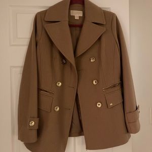 New (WOT) Michael Kors ladies small camel colored pea wool coat